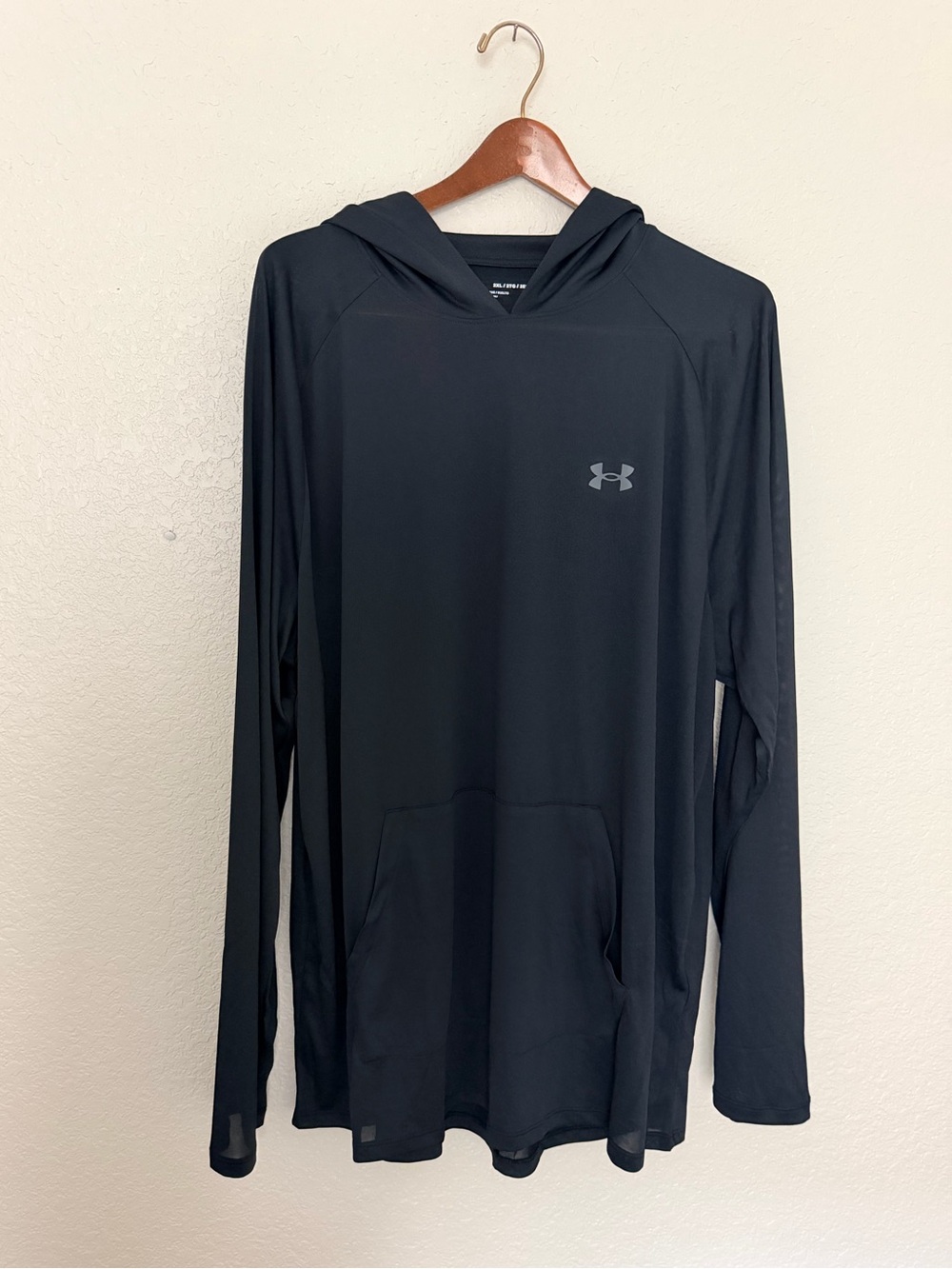 Men’s Under Armour thin layer Athletic Hoodie Long Sleeve Shirt black XXL